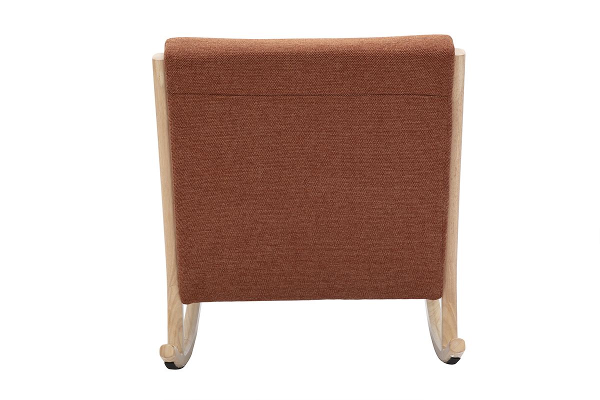 Rocking chair scandinave en tissu effet velours terre brle et bois clair massif DERRY