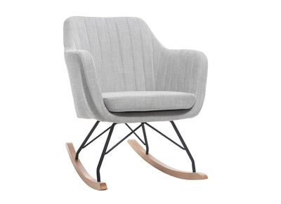 Rocking chair scandinave en tissu gris clair ALEYNA