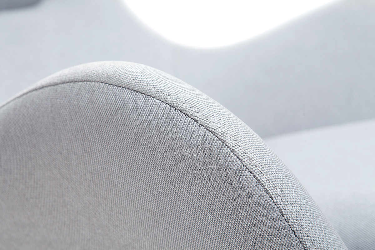 Rocking chair scandinave en tissu gris clair, mtal noir et bois clair ESKUA