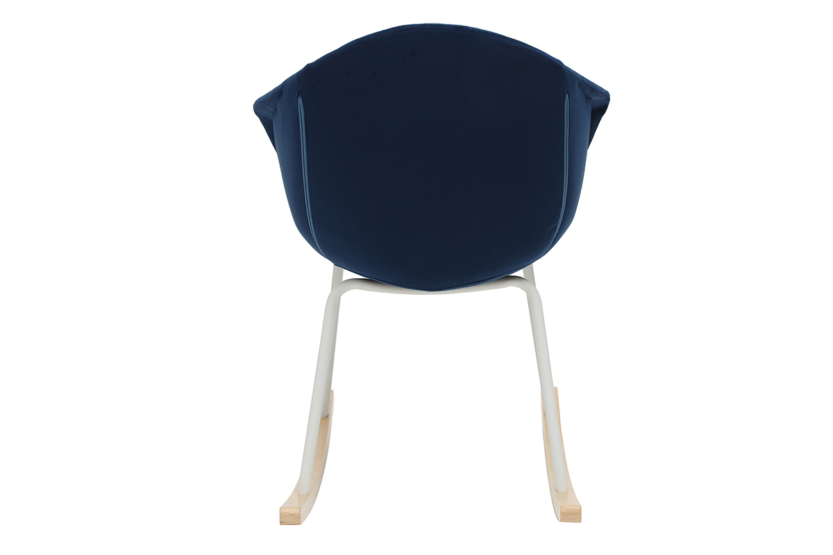 Rocking chair velours bleu fonc� et m�tal blanc SWING