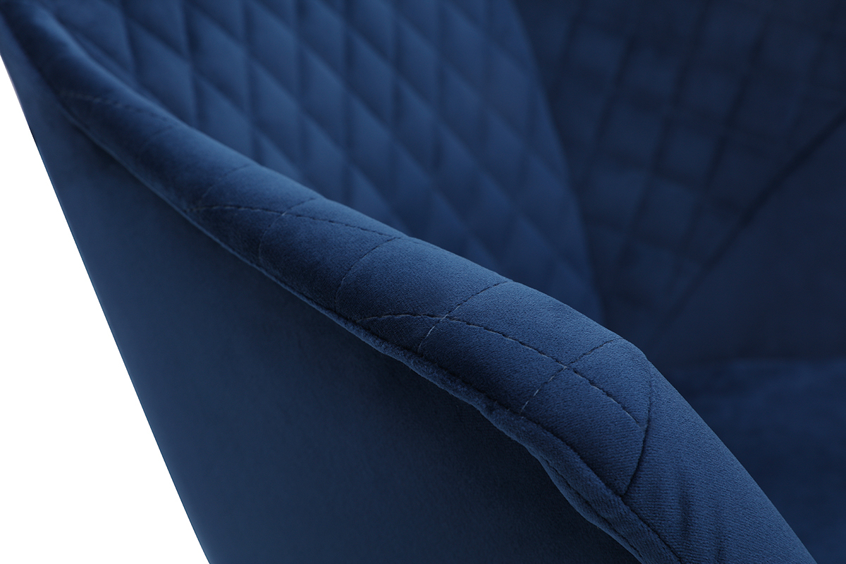 Rocking chair velours bleu fonc� et m�tal blanc SWING