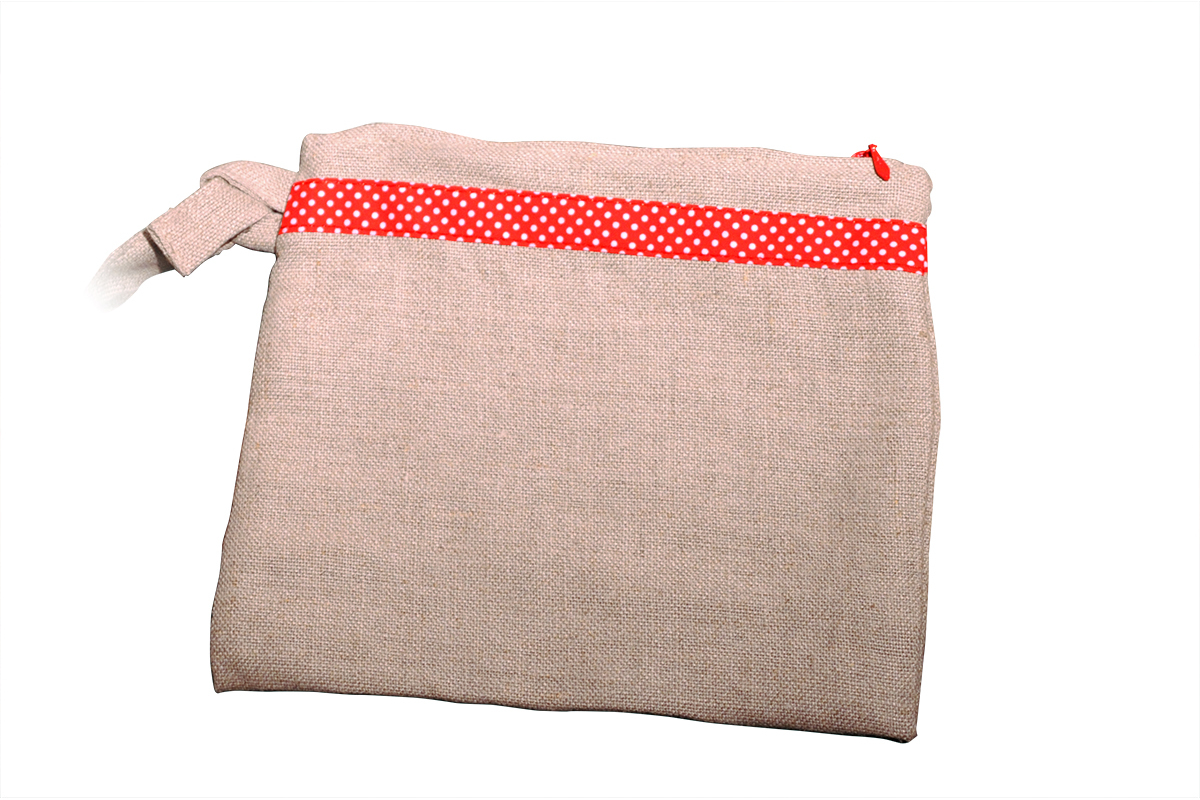 Sac shopping lin naturel et rouge MILIBOO