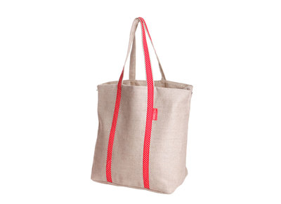 Sac shopping lin naturel et rouge MILIBOO