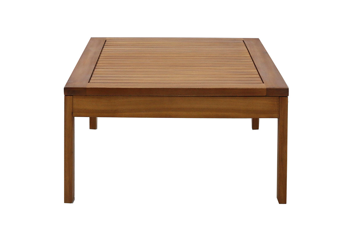 Salon de jardin 3-4 places en bois massif, 2 sets de housse (taupe ou �cru) et accoudoirs tress�s ALOHA