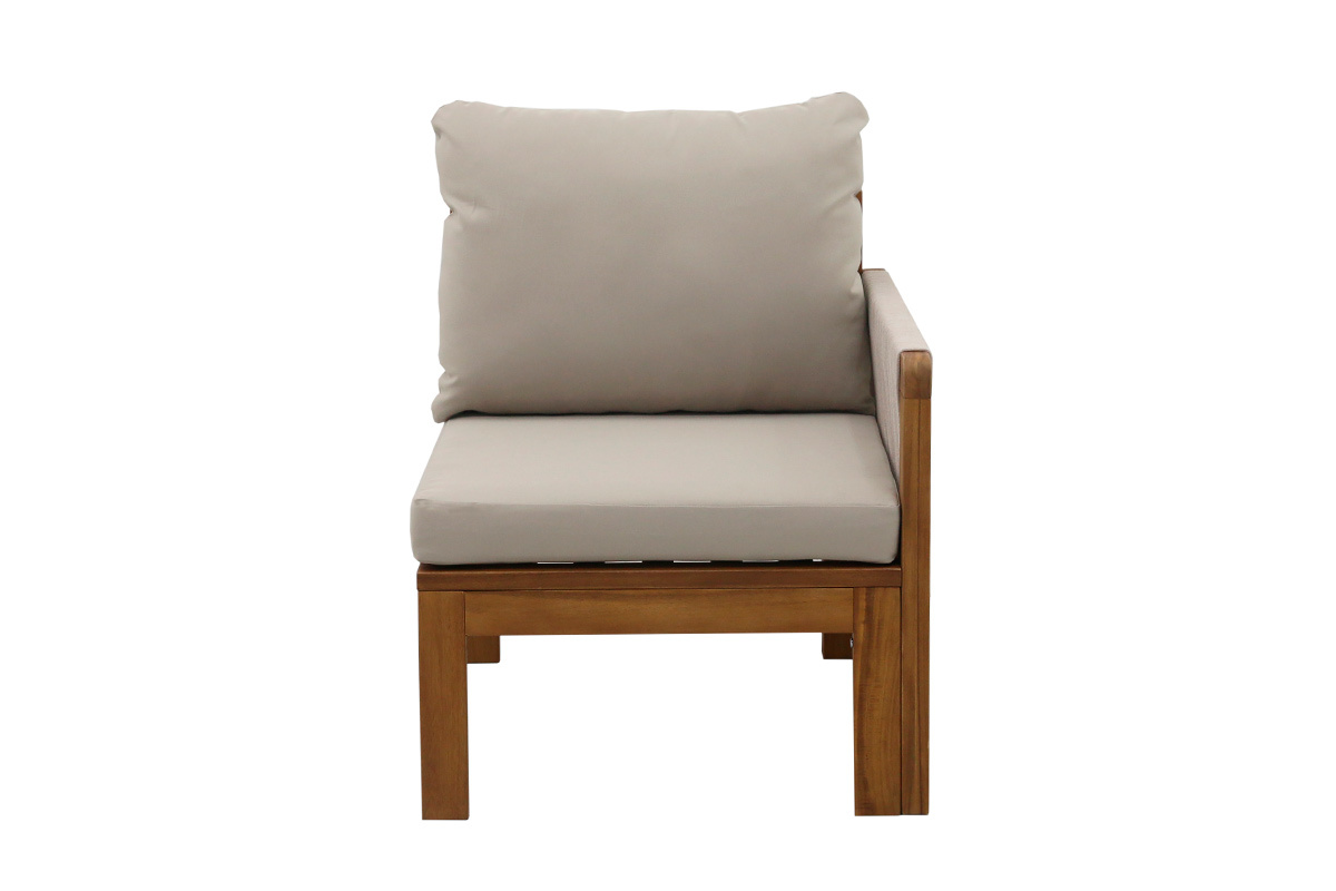 Salon de jardin 3-4 places en bois massif, 2 sets de housse (taupe ou �cru) et accoudoirs tress�s ALOHA