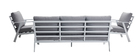 Salon de jardin 7 places avec table &agrave; manger en aluminium et tissu gris CALYPSO