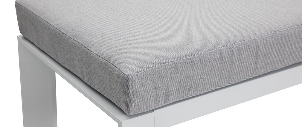 Salon de jardin 7 places avec table � manger en aluminium et tissu gris CALYPSO