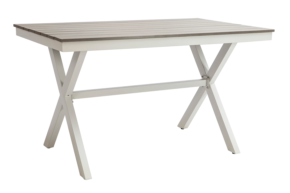 Salon de jardin avec table et 4 chaises blanc et gris VIAGGIO
