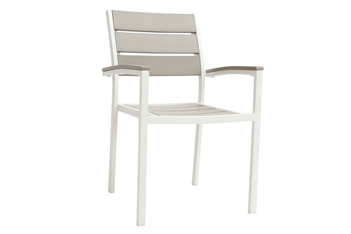 Salon de jardin avec table et 4 chaises blanc et gris VIAGGIO