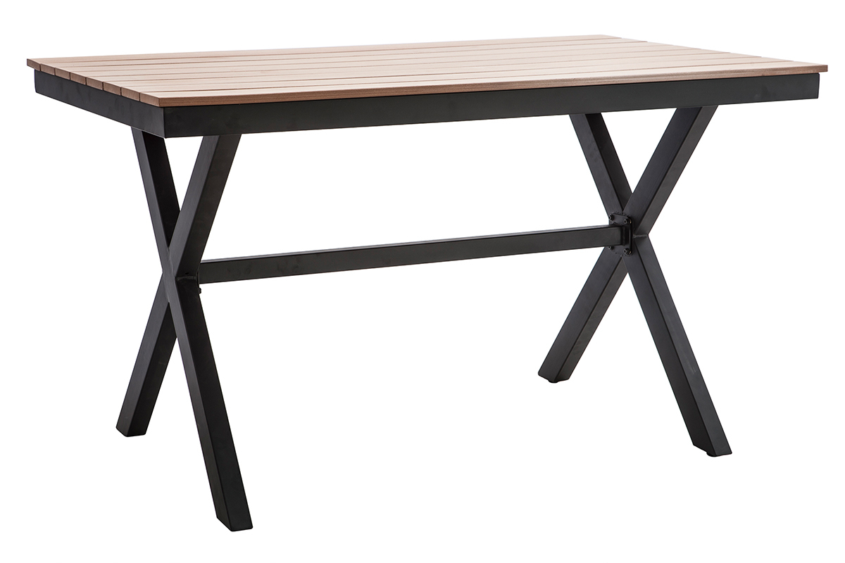 Salon de jardin avec table et 4 chaises noir et bois VIAGGIO