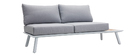 Salon de jardin d'angle en aluminium blanc, teck et tissu gris clair BELLS