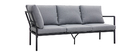 Salon de jardin d'angle en m&eacute;tal noir et tissu gris SAIGON