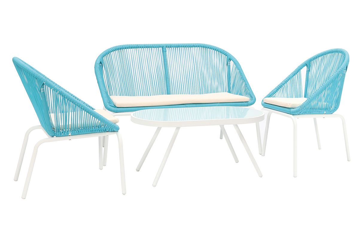 Salon de jardin design en r�sine bleue SUNNY