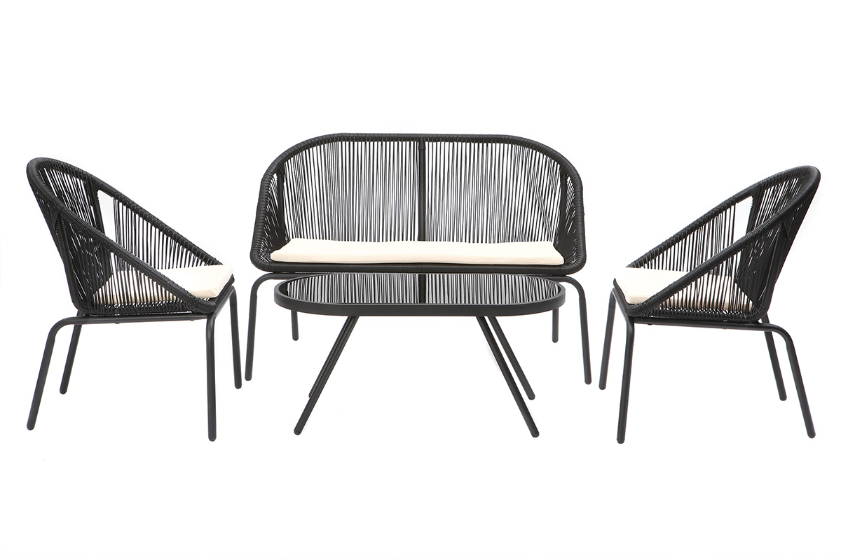 Salon de jardin design en r�sine noir SUNNY