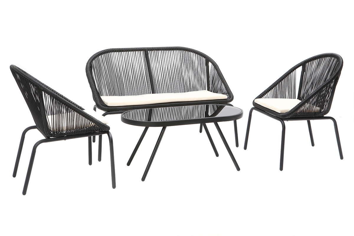 Salon de jardin design en r�sine noir SUNNY