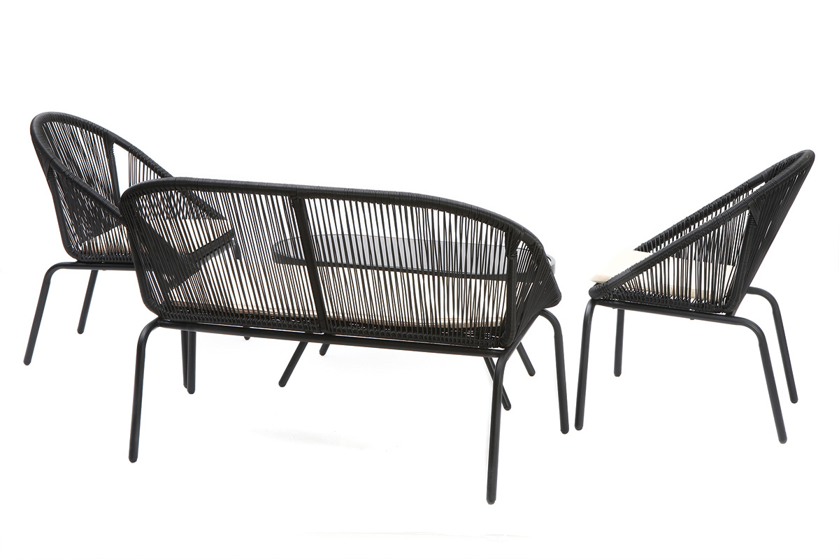 Salon de jardin design en r�sine noir SUNNY