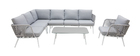 Salon de jardin en aluminium blanc, cordes et tissu gris clair HALONG