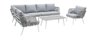 Salon de jardin en aluminium blanc, cordes et tissu gris clair HALONG