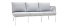 Salon de jardin en aluminium blanc, cordes et tissu gris clair HALONG