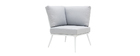 Salon de jardin en aluminium blanc, cordes et tissu gris clair HALONG
