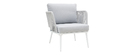 Salon de jardin en aluminium blanc, cordes et tissu gris clair HALONG