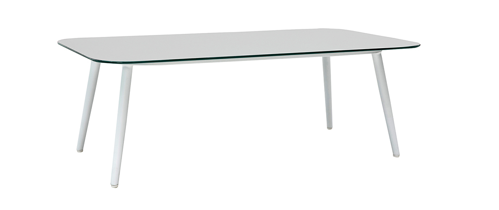 Salon de jardin en aluminium blanc, cordes et tissu gris clair HALONG