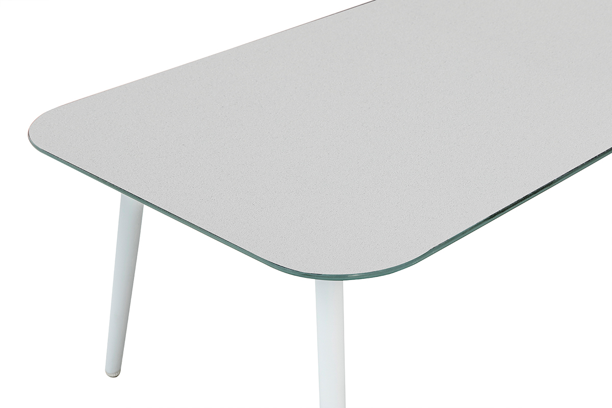 Salon de jardin en aluminium blanc, cordes et tissu gris clair HALONG