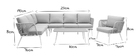 Salon de jardin en aluminium blanc, cordes et tissu gris clair HALONG