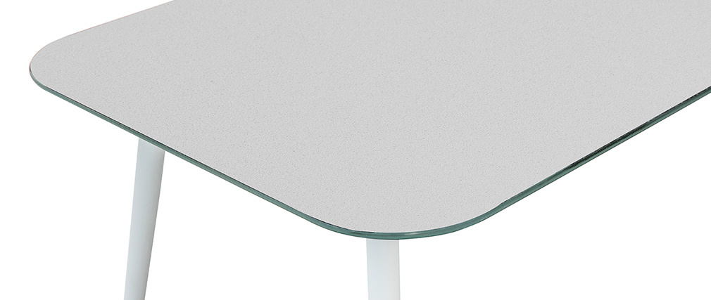 Salon de jardin en aluminium blanc, cordes et tissu gris clair HALONG