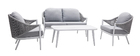Salon de jardin en aluminium blanc et cordes et tissu gris clair LIMA