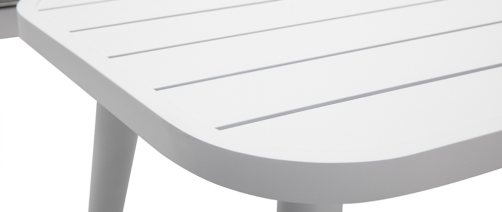 Salon de jardin en aluminium blanc et cordes et tissu gris clair LIMA