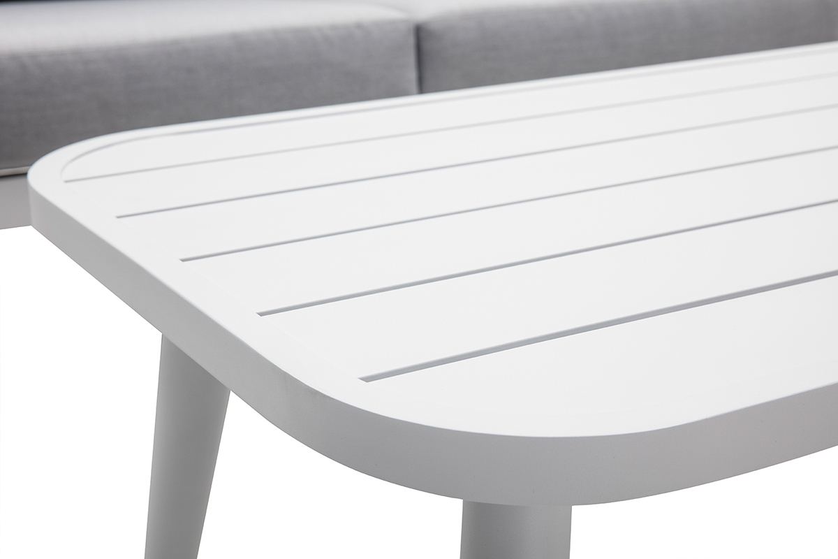 Salon de jardin en aluminium blanc et cordes et tissu gris clair LIMA