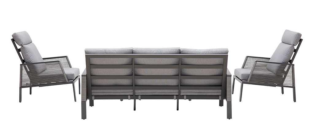 Salon de jardin en aluminium et cordes grises LAGOS