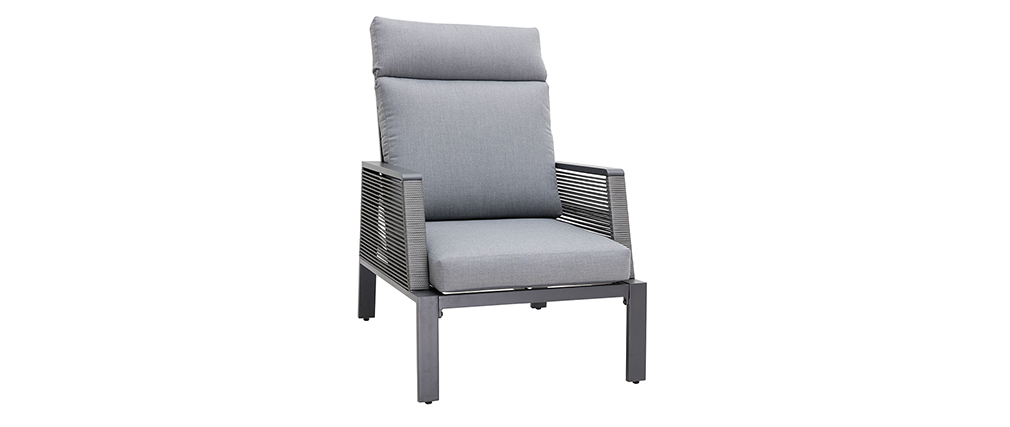 Salon de jardin en aluminium et cordes grises LAGOS