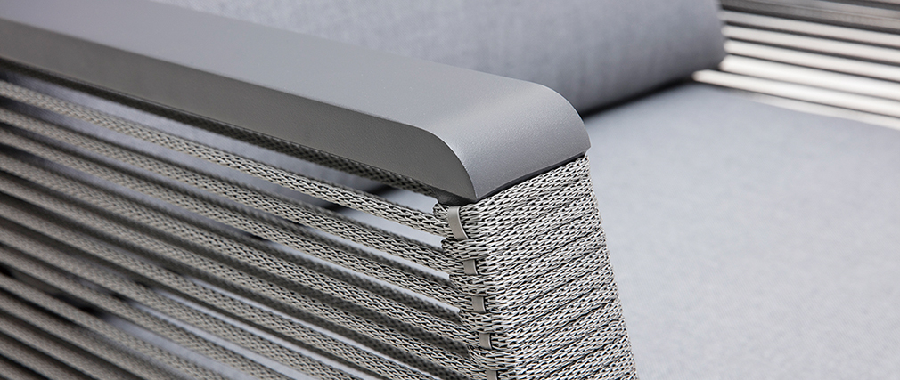 Salon de jardin en aluminium et cordes grises LAGOS