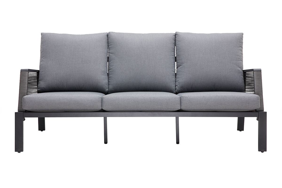 Salon de jardin en aluminium et cordes grises LAGOS