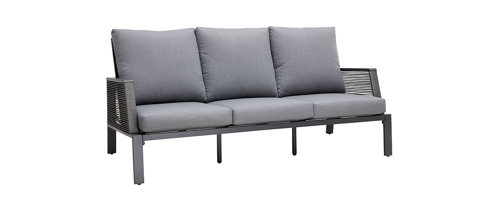 Salon de jardin en aluminium et cordes grises LAGOS