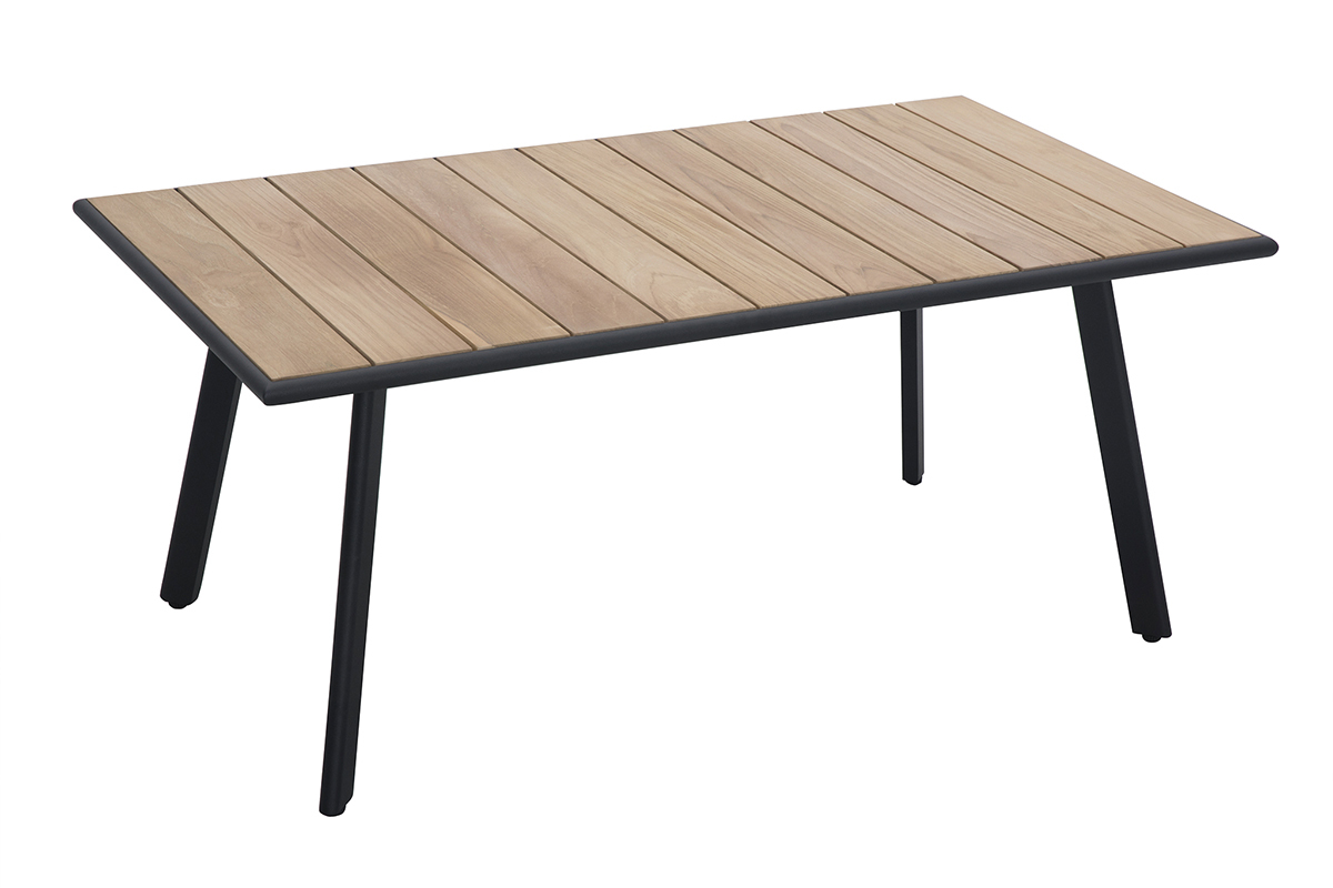 Salon de jardin en aluminium noir, cordes et tissu gris clair USHUAIA