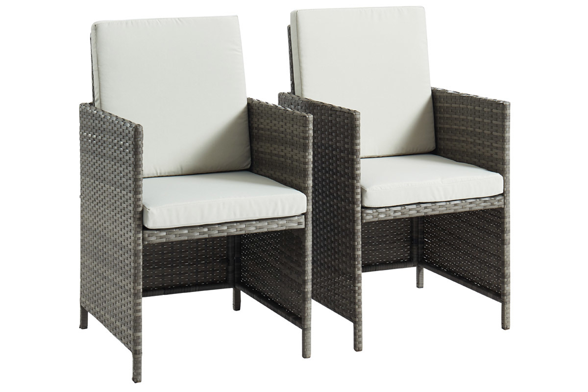 Salon de jardin en r�sine tress�e avec table et 6 fauteuils gris DALIAS