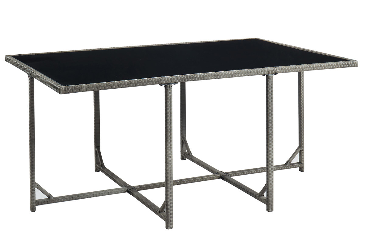 Salon de jardin en r�sine tress�e avec table et 6 fauteuils gris DALIAS