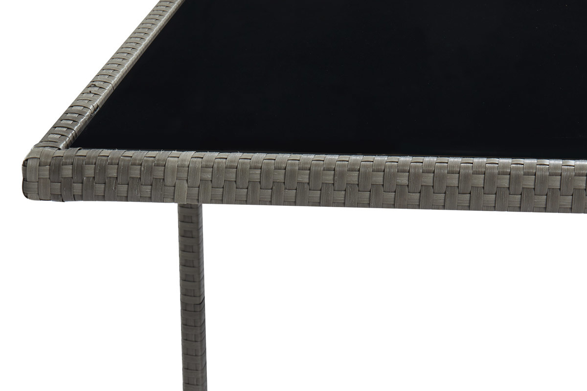 Salon de jardin en r�sine tress�e avec table et 6 fauteuils gris DALIAS