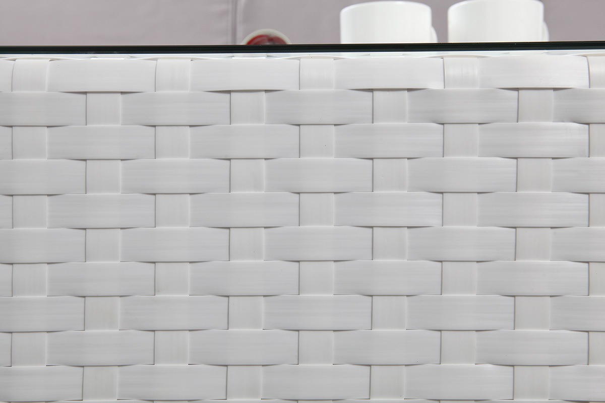 Salon de jardin en r�sine tress�e complet blanc HAWAI