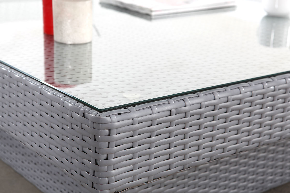 Salon de jardin en r�sine tress�e complet gris MAURICE