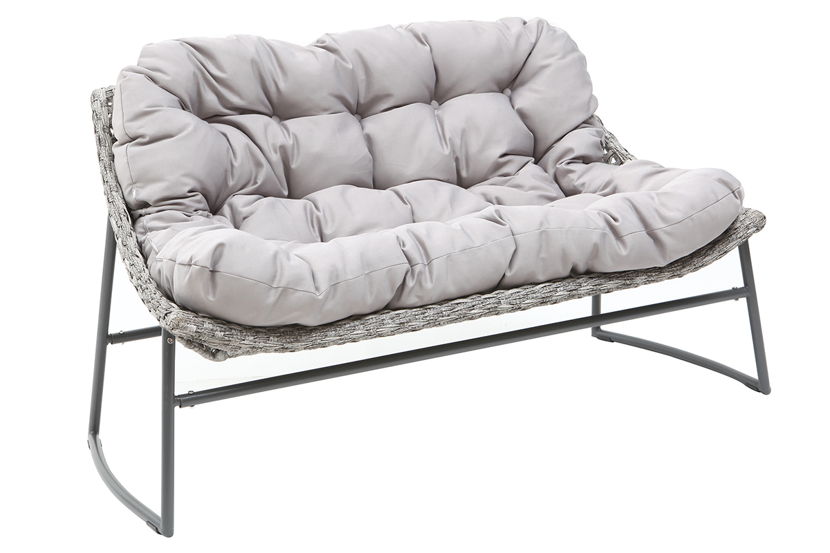 Salon de jardin en r�sine tress�e gris avec table basse COMFY