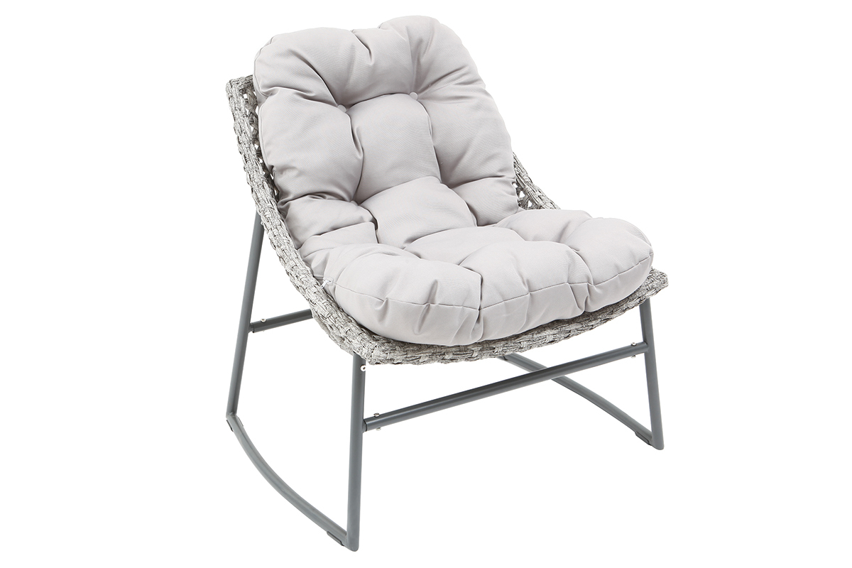 Salon de jardin en r�sine tress�e gris avec table basse COMFY