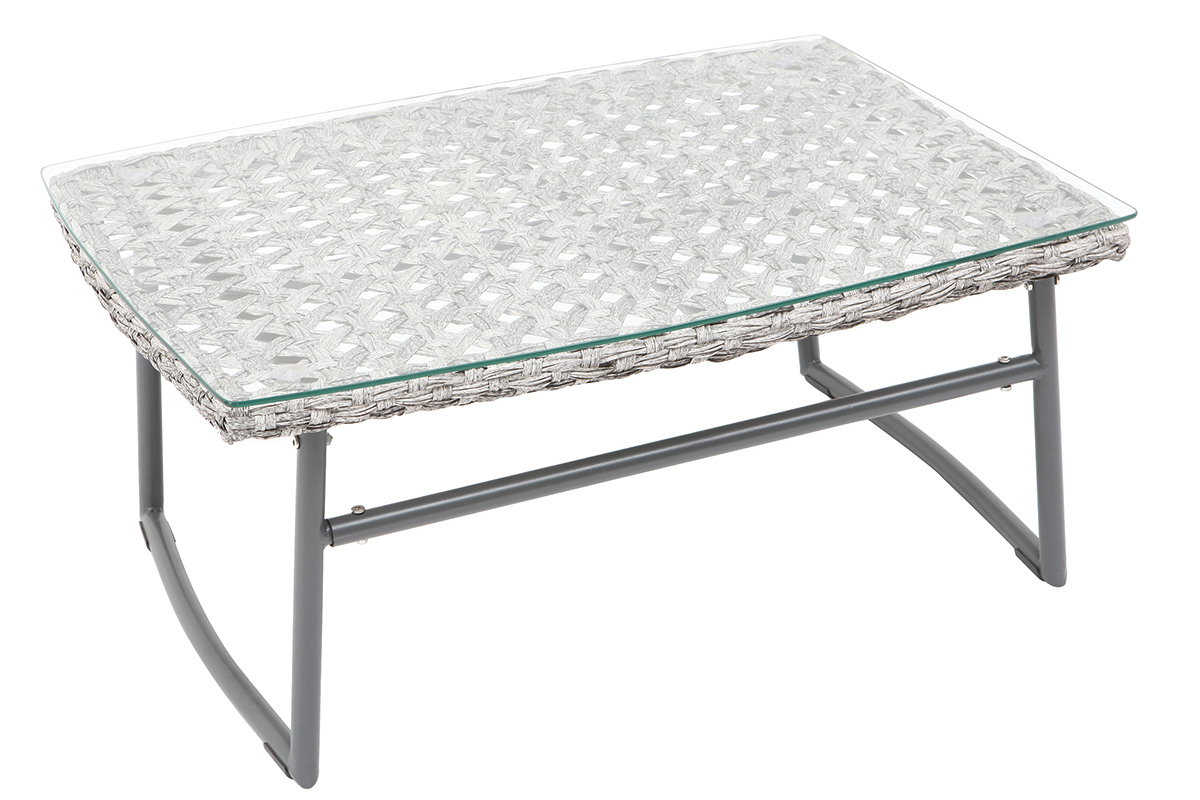 Salon de jardin en r�sine tress�e gris avec table basse COMFY