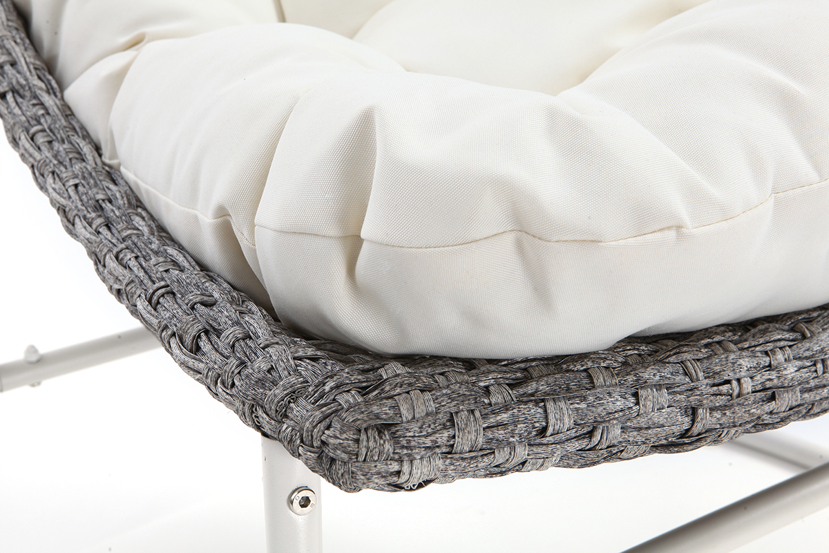 Salon de jardin en r�sine tress�e gris et blanc avec table basse COMFY