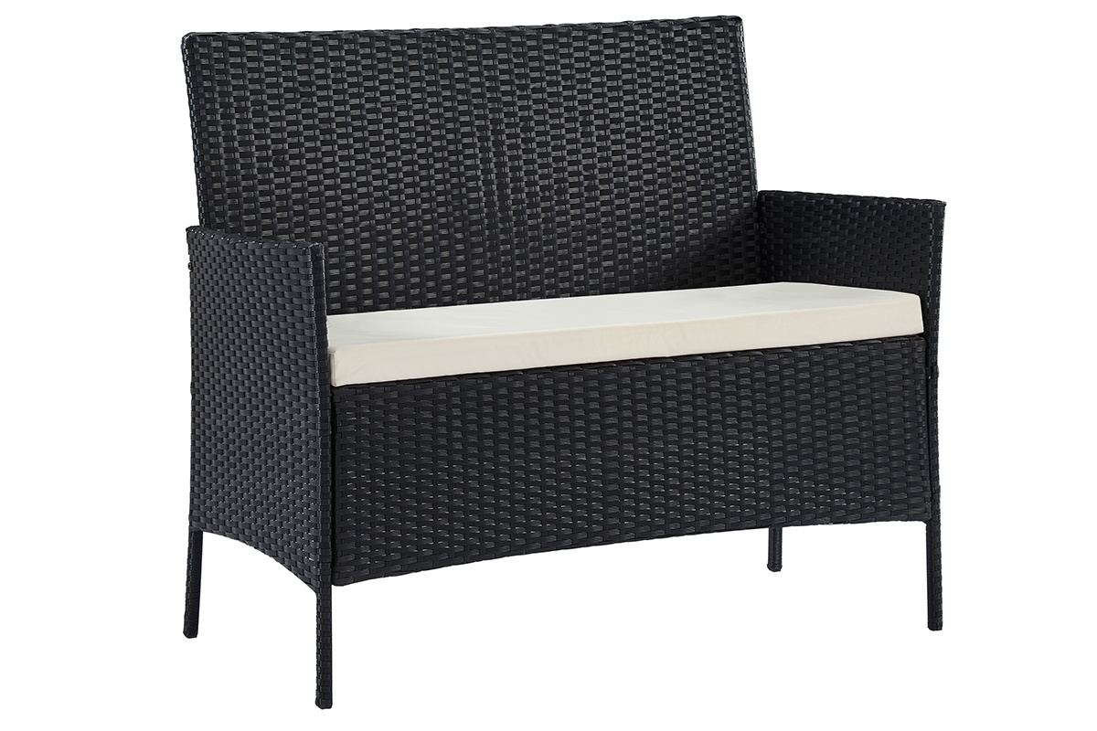 Salon de jardin en r�sine tress�e noire BILBAO