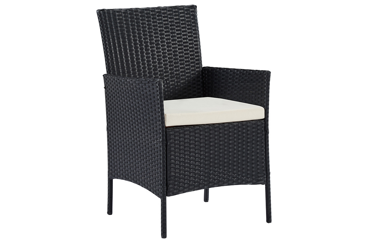 Salon de jardin en r�sine tress�e noire BILBAO