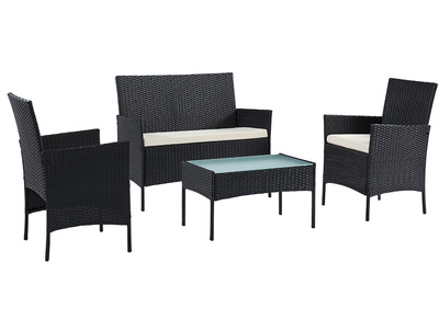 Salon de jardin en r&eacute;sine tress&eacute;e noire BILBAO